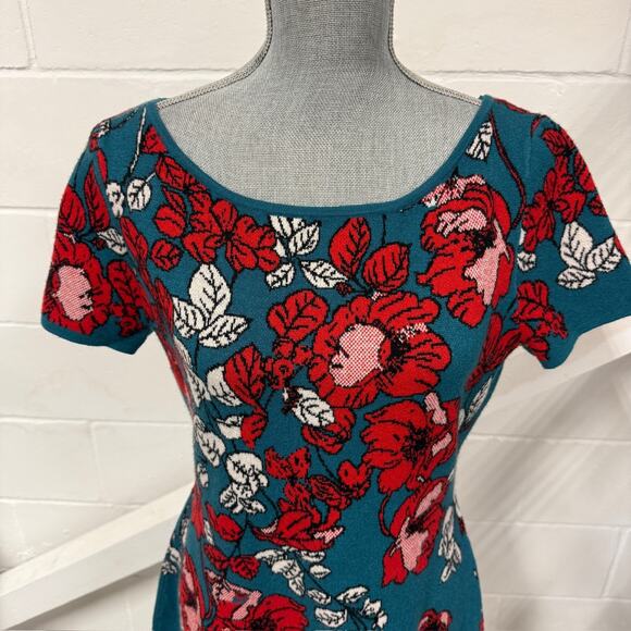 Maeve by Anthropologie The Allison Floral Mini A-Line Knit Sweater Dress Size M - Picture 3 of 11